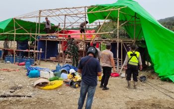 Kodim 1313 dan Polres Pohuwato Sisir Batudulanga, Kem PETI di Desa Hulawa Dibongkar