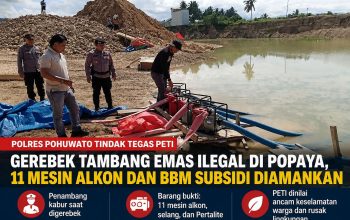 Polres Pohuwato Amankan 11 Mesin Alkon Pada Penertiban PETI di Badan Jalan