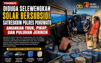 Diduga Selewengkan Solar Bersubsidi, Satreskrim Polres Pohuwato Amankan Truk, Pikap, dan Puluhan Jeriken