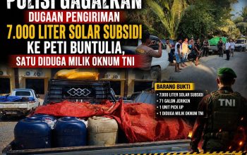 Polisi Gagalkan Dugaan Pengiriman 7.000 Liter Solar Subsidi ke PETI Buntulia, Satu Diduga Milik Oknum TNI