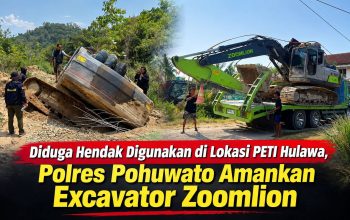 Diduga Hendak Digunakan di Lokasi PETI Hulawa, Polres Pohuwato Amankan Excavator Zoomlion