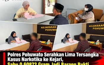 Polres Pohuwato Serahkan Lima Tersangka Kasus Narkotika ke Kejari, Sabu 0,60872 Gram Jadi Barang Bukti