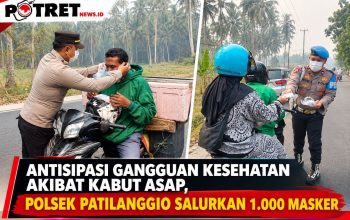 Antisipasi Gangguan Kesehatan Akibat Kabut Asap, Polsek Patilanggio Salurkan 1.000 Masker