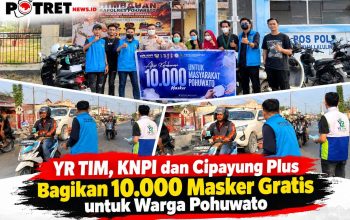 YR TIM, KNPI dan Cipayung Plus Bagikan 10.000 Masker Gratis untuk Warga Pohuwato