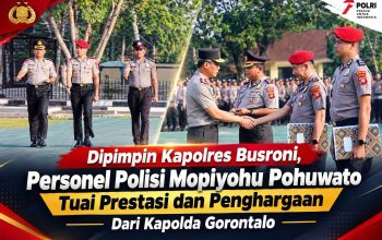 Dipimpin Kapolres Busroni, Personel Polisi Mopiyohu Pohuwato Tuai Prestasi dan Penghargaan Dari Kapolda Gorontalo